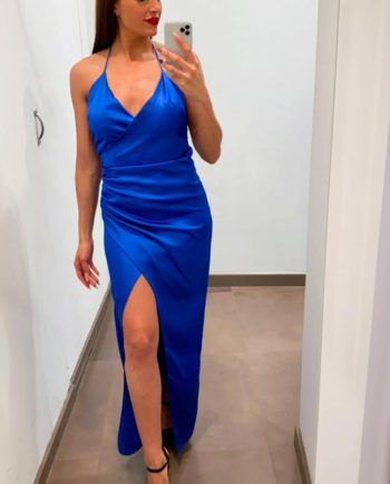 Vestido midi cruzado raso