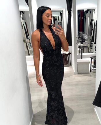 Vestido halter brillo